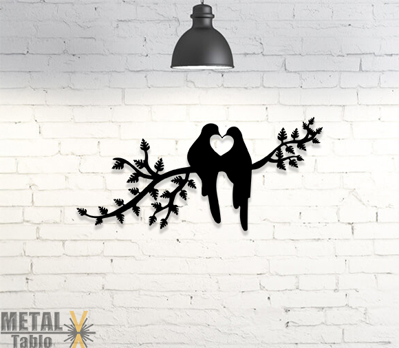 Kuşlar Aşk Ağacı Metal Tablo