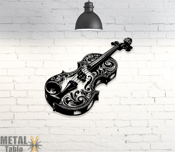 Violin Lazer Kesim Metal Tablo