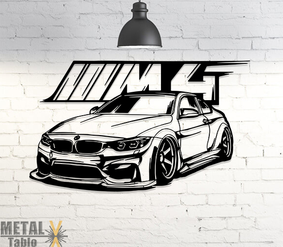 BMW M4 Lazer Kesim Metal Tablo