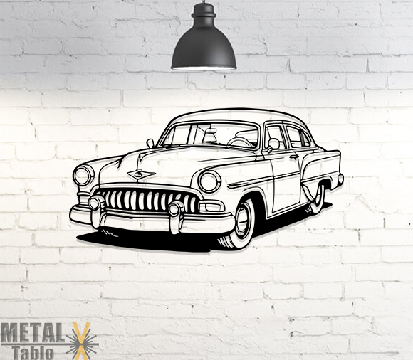 1950'ler Klasik Araba Lazer Kesim Metal Tablo
