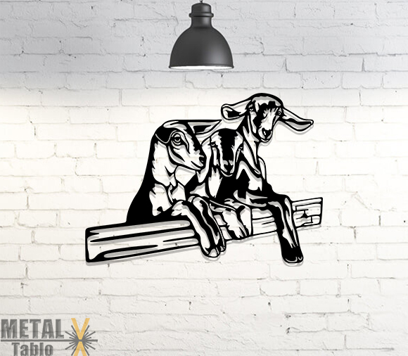 Çiftlik Keçileri Lazer Kesim Metal Tablo