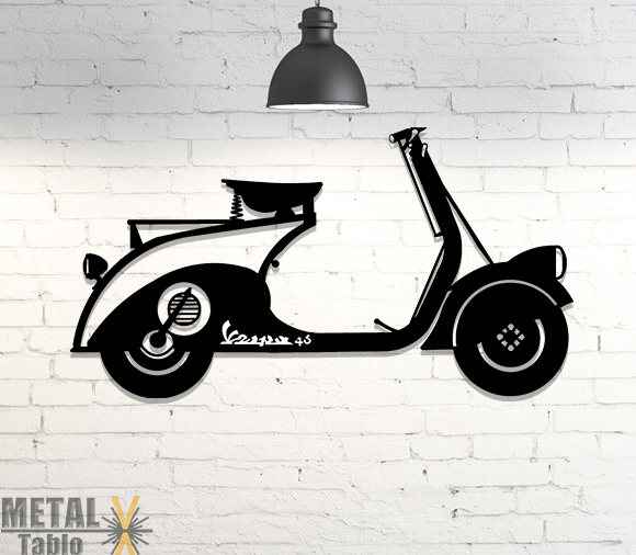 Vespa 46 Motor Lazer Kesim Metal Tablo