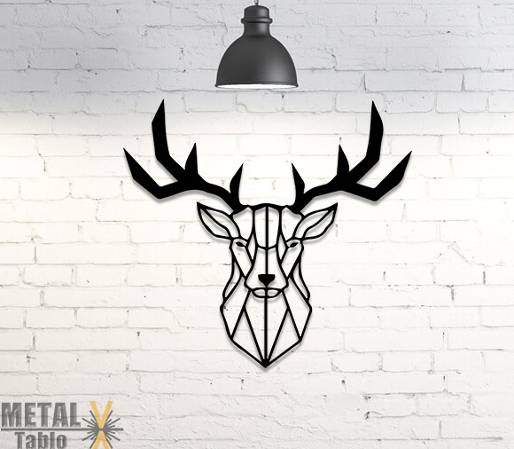 Geometrik Geyik Başı Metal Tablo