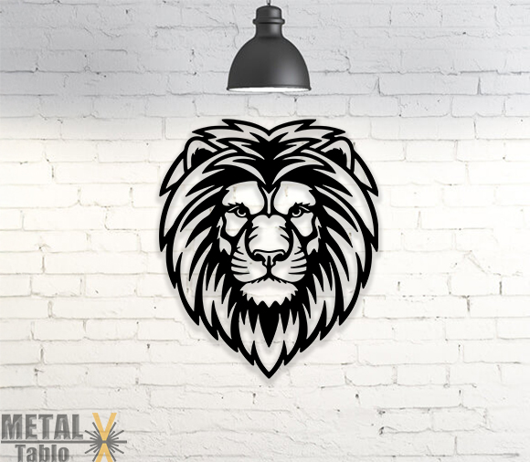 Aslan Başı Lazer Kesim Metal Tablo