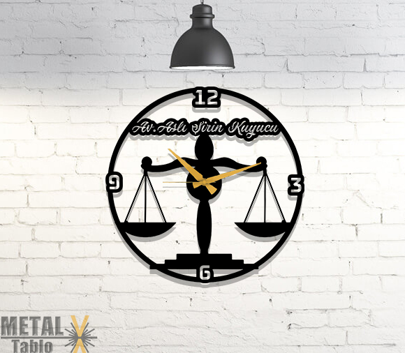 Kişiye Özel Adalet Terazi Metal Duvar Saati