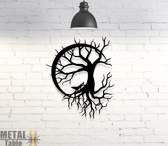 Kuru Ağaç Hilal Kurt Metal Tablo