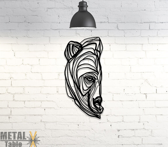 Yarım Ayı Kafası Metal Tablo