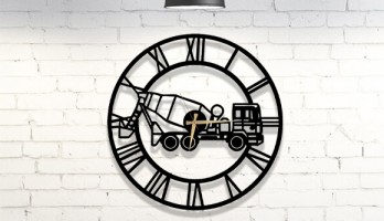 Beton Mikser Metal Duvar Saati