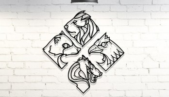 4 lü Hayvanlar Lazer Kesim Metal Tablo