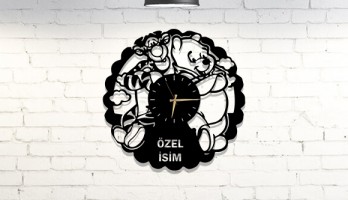 Kaplan Tigger, Winny The Pooh Lazer Kesim Metal Duvar Saati