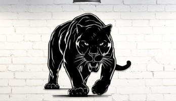 Kara Panter Lazer Kesim Metal Tablo