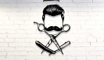 Erkek Kuaförlerine ( Berber ) Özel Makas ve Jilet Metal Tablo