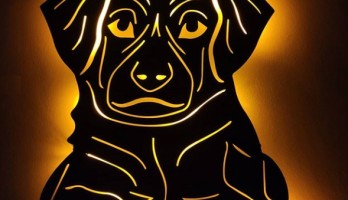 Köpek Yavrusu Ledli Metal Tablo Gece Lambası