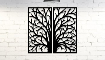 2 Parça Ağaç Lazer Kesim Metal Tablo