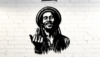 thumb Bob Marley Orta Parmak Metal Tablo