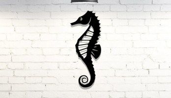 Deniz Atı Figürü Lazer Kesim  Metal Tablo