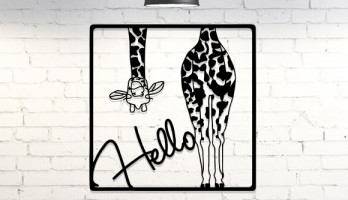 Ters Bakan Zürafa Lazer Kesim Metal Tablo