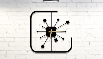 Çizgisel Modern Kare Lazer Kesim Metal Duvar Saati