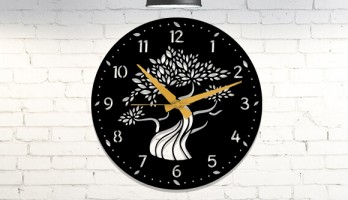Ağaç Desenli Lazer Kesim Metal Saat