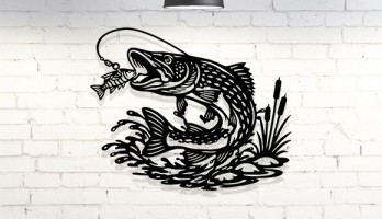 thumb Turna Balık Avı Lazer Kesim Metal Tablo