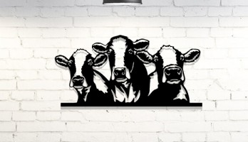 Çiftlik İnekleri Lazer Kesim Metal Tablo
