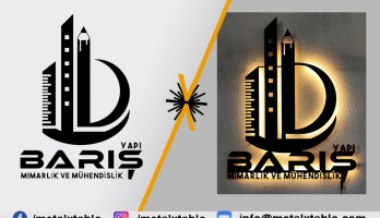 Firma Logonuza Özel Tasarım Ledli Lazer Kesim Metal Tablo