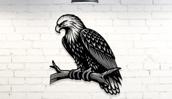 Dalın Üstünde Kartal Lazer Kesim Metal Tablo