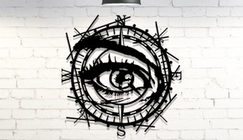 thumb Pusula Göz Lazer Kesim Metal Tablo