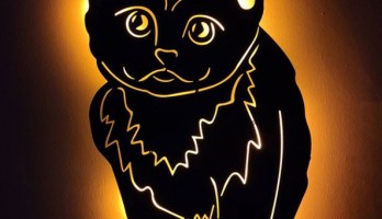 Kedi Yavrusu Ledli Metal Tablo Gece Lambası