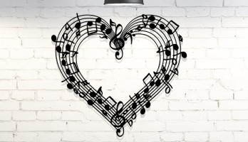 Kalp Notalar Müzik Metal Duvar Dekoru