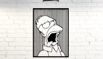 thumb Homer Simpson Acıkmış Lazer Kesim Metal Tablo