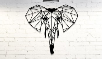 Geometrik Fil Başı Metal Tablo