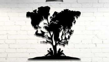 Dünya Haritalı Ağaç Lazer Kesim Dekor