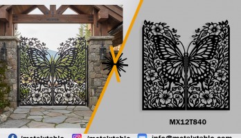 thumb Kelebek Desenli Çift Kanatlı Lazer Kesim Ferforje Kapı