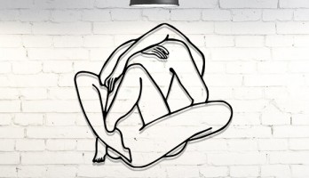 Nü Resim Sarılan Çift Lazer Kesim Metal Tablo