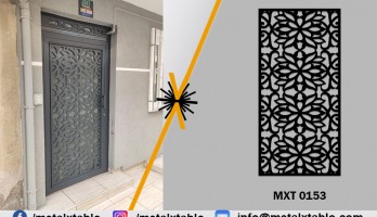 thumb Lazer Kesim Metal Ferforje Camlı Apartman Giriş Kapısı