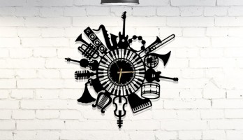 thumb Müzik Evlerine Özel Lazer Kesim Metal Duvar Saati