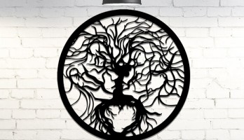 İnsan Yüzlü Ağaç Lazer Kesim Metal Tablo