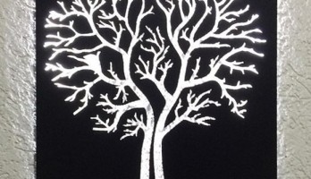 Dekoratif Ağaç Ledli Metal Tablo Gece Lambası