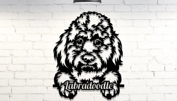 Labradoodle Köpek Lazer Kesim Metal Tablo