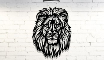 Aslan Kafası Lazer Kesim Metal Tablo
