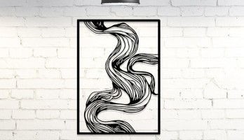 Duman Görünümlü Çizgiler Lazer Kesim Metal Tablo