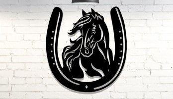 At Figürlü Nal Lazer Kesim Metal Tablo