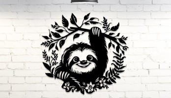 thumb Çelenk içinde Tembel Hayvan Metal Tablo