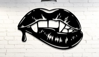 Vampir Dudaklar Lazer Kesim Metal Tablo