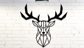 Geometrik Geyik Başı Metal Tablo