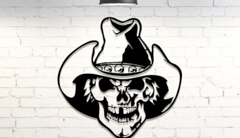 Kovboy Kuru Kafa Lazer Kesim Metal Tablo