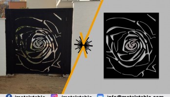 Gül Desenli Lazer Kesim Ferforje Kapı