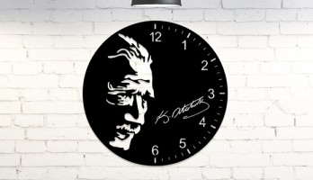 Atatürk İmzalı Portre Metal Duvar Saati