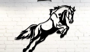 Şahlanan At Lazer Kesim Metal Tablo